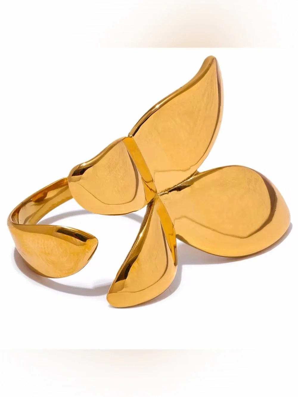 Anthropologie Polished Gold color Petal Ring